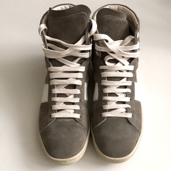 Saint Laurent Grey Suede High Top Sneakers SL/02H - Picture 2 of 14